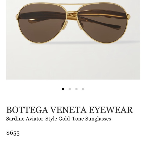 Bottega Veneta Gold-Tone Aviator Sunglasses - Picture 3 of 6
